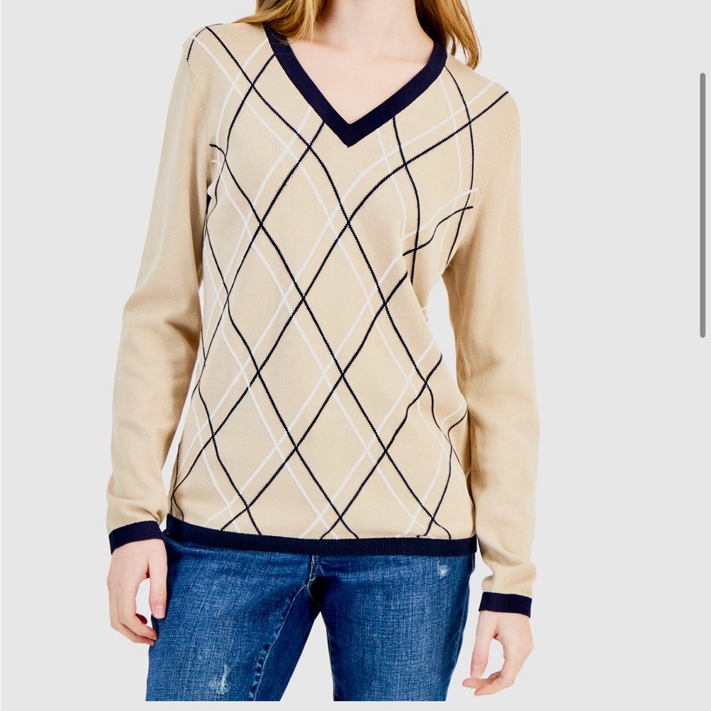 Tommy Hilfiger Argyle V-Neck Sweater